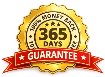 365-day money-back guarantee badge